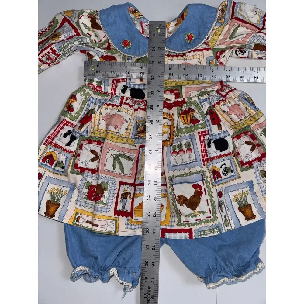 Chicken Noodle San Francisco baby dress/pants farm animals 100% cotton size 18m